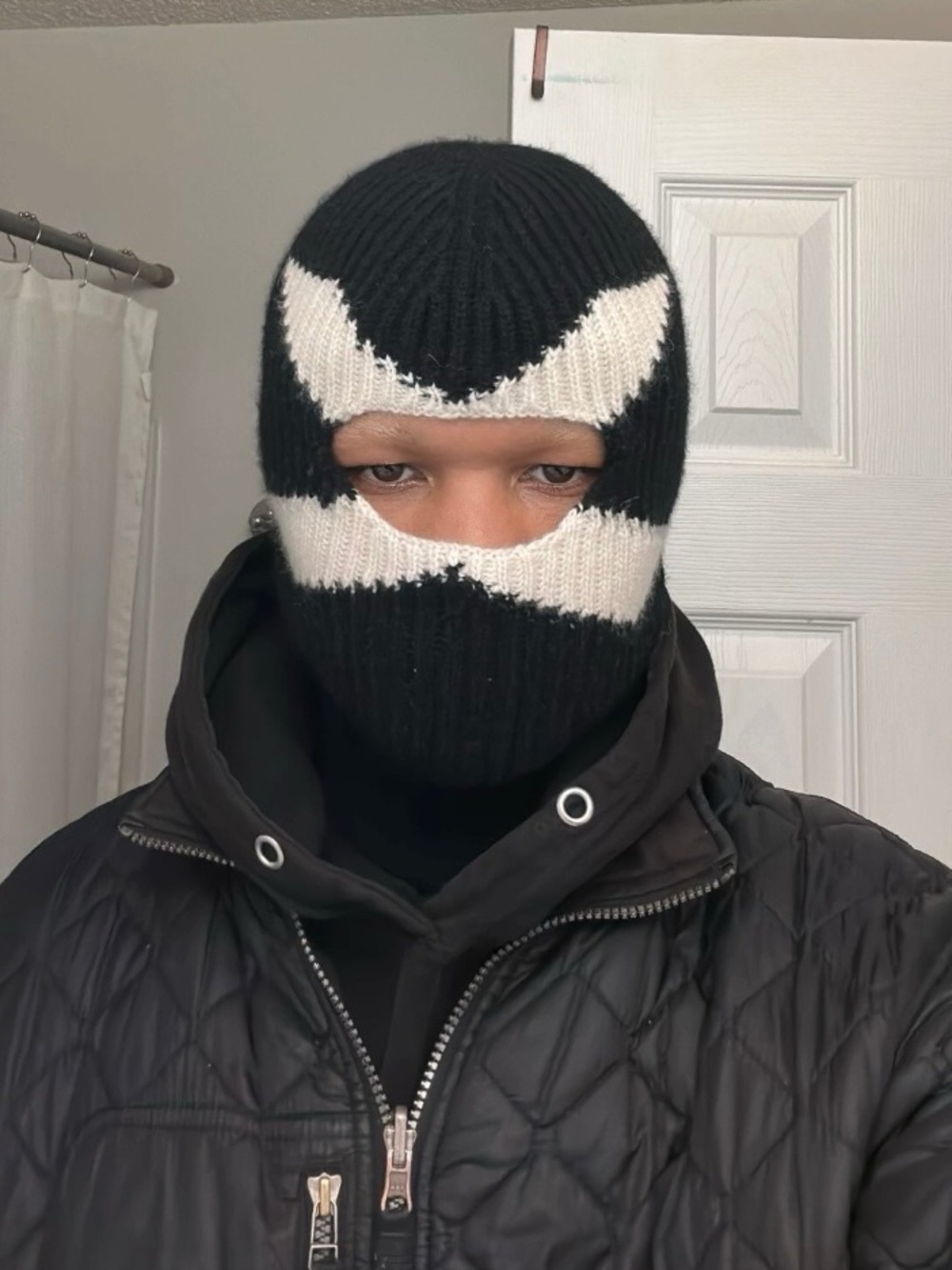 Designer Cashmere Balaclava Black Ski Mask Beanie Face Mask Knit Unisex